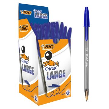 BIC Cristal Large Ballpoint Pens Blue Box of 50