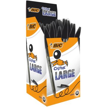 BIC Cristal Large Ballpoint Pens Black Box of 50