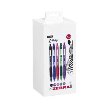 Zebra Z-Grip Smooth Retractable Ballpoint Pens Assorted Pack 50