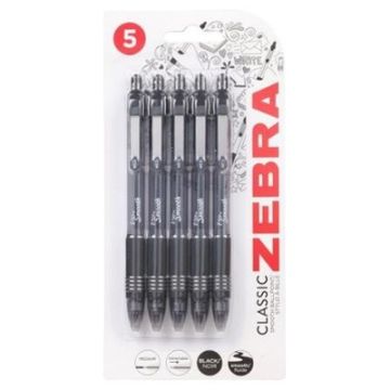 Zebra Z-Grip Smooth Retractable Ballpoint Pens Black Pack 5