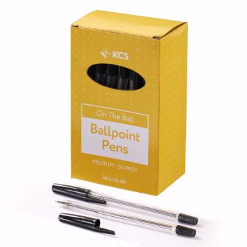 KCS Ballpoint Pens Black Box of 50