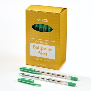 KCS Ballpoint Pens Green Box of 100