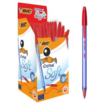 BIC Cristal Soft Pens Red Box of 50