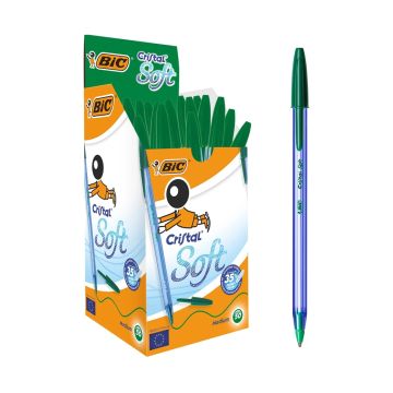BIC Cristal Soft Pens Green Box of 50