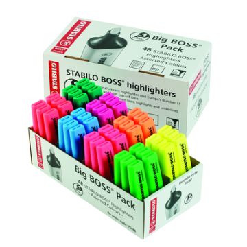 STABILO BOSS ORIGINAL Highlighters 8 Assorted Neon Colours Pack of 48
