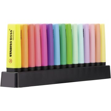 STABILO BOSS ORIGINAL Highlighters Neon & Pastel Deskset Pack of 15