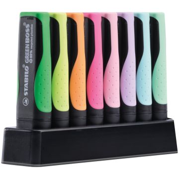STABILO GREEN BOSS Highlighters 8 Assorted Pastel & Neon Deskset Pack of 8