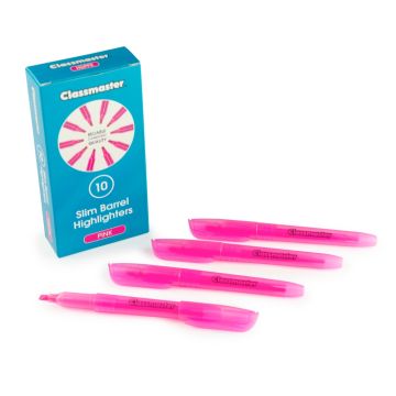 Classmaster Slim Barrel Highlighters Pink Chisel Tip Pack of 10