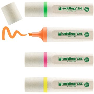 edding 24 EcoLine Highlighters Assorted Neon Colours Pack of 4