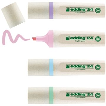 edding 24 EcoLine Highlighters Assorted Pastel Colours Pack of 4