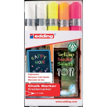 edding Chalk Marker Pens Fluorescent Colours Pack of 5