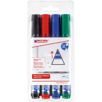 edding 363 Drywipe Markers Chisel Tip Assorted Pack 4