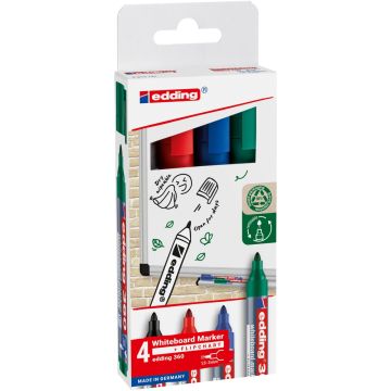 edding 360 Drywipe Markers Bullet Tip Assorted Colours Pack 4
