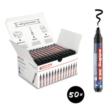 edding 363 Drywipe Markers Chisel Tip Black Pack of 50