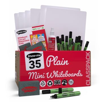 A4 Show-me Plain Whiteboards Classpack 35 Sets