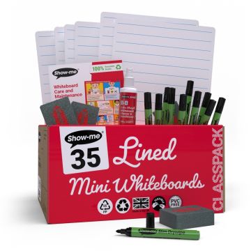 A4 Show-me Lined Whiteboards Classpack 35 Sets