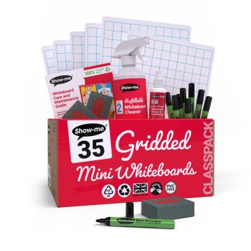 A4 Show-me Gridded Whiteboards Classpack 35 Sets