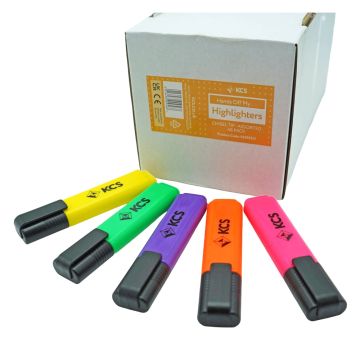 KCS Highlighters Chisel Tip Assorted Colours Pack of 48