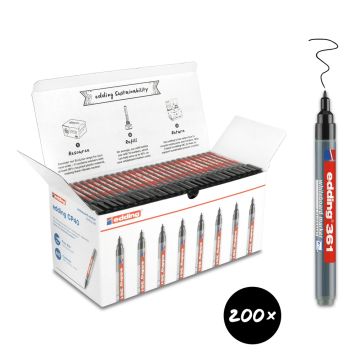 edding 361 Drywipe Markers Black Pack of 200