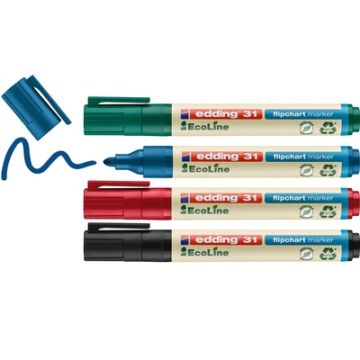 edding Ecoline 31 Flipchart Markers Assorted Colours Pack of 4