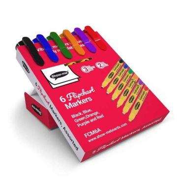 Show-me Flipchart Markers Assorted Colours Pack of 6