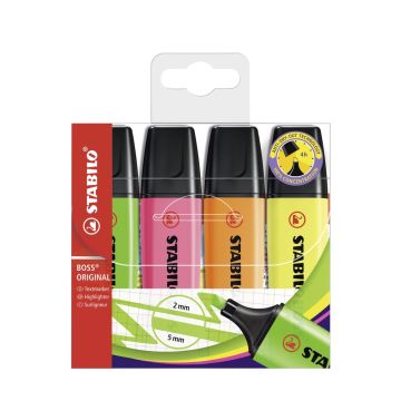 STABILO BOSS ORIGINAL Highlighters Neon Colours Pack of 4