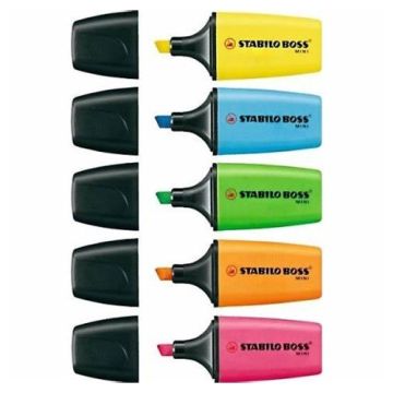 STABILO BOSS Mini Highlighters Chisel Tip Assorted Pack of 5