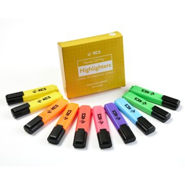 KCS Highlighters Chisel Tip Assorted Colours Pack of 10