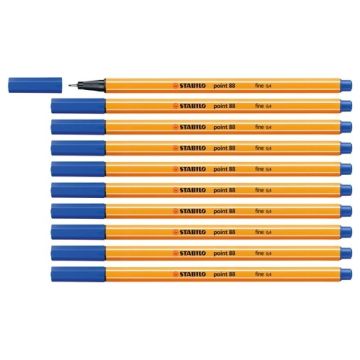 STABILO Point 88 Fineliner Pens Blue Pack of 10