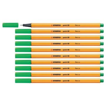 STABILO Point 88 Fineliner Pens Green Pack of 10