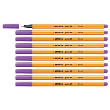 STABILO Point 88 Fineliner Pens Violet Pack of 10