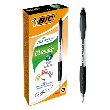 BIC Atlantis Retractable Ballpoint Pens Black Pack of 12