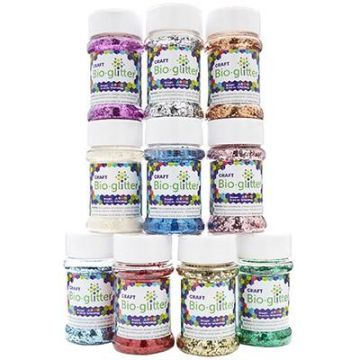 Craft Bio Glitter Assorted Shakers 40g Pack of 10