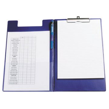 A4+ PVC Covered Foldover Clipboard Blue