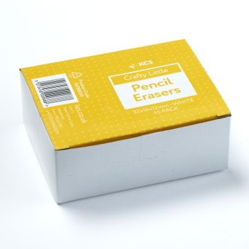 KCS High Quality Plastic White Erasers Pack of 45