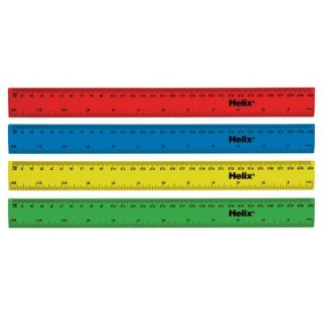 300mm Shatter Resistant Ruler Assorted Colours Pack 100