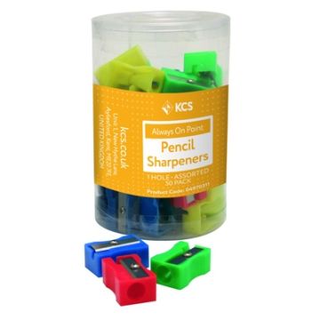 KCS Single Hole Plastic Sharpeners Assorted Tub 50