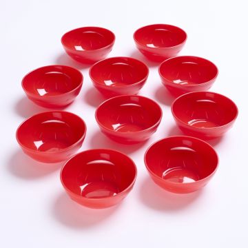 Polycarbonate Bowl Red Dia100mm Pack of 10