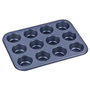 350 x 270 x 30mmNon-Stick Muffin Tin Black