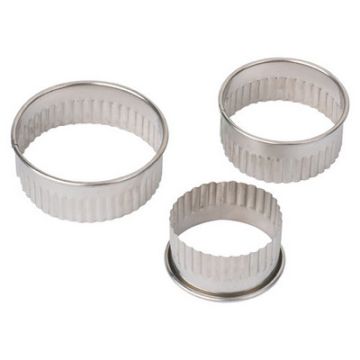 Crinkled Edge Pastry Cutters Silver Pack of 3
