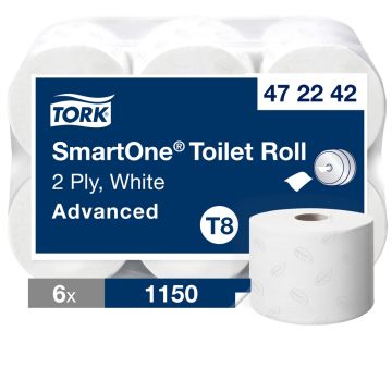 Tork SmartOneÂ® 2 Toilet Roll White 2 Ply 1150 Sheets Pack of 6