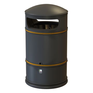 Heritage Round Hooded Litter Bin 100 Litres Black