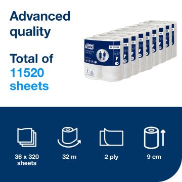 Tork 2 Ply Toilet Roll Conventional White Case of 36