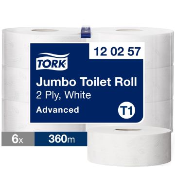 Tork Jumbo Toilet Roll 2 Ply White Case of 6