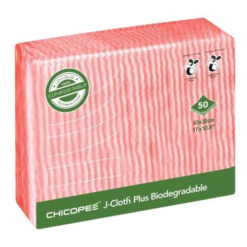 Biodegradable Chicopee J-Cloth Plus Red Pack of 50