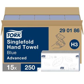 Tork Soft Singlefold Interleaved Hand Towels Blue 2 Ply Case of 3750