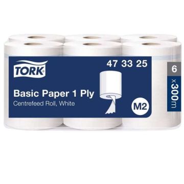 Tork Centrefeed Rolls 1 Ply White Case of 6 L300m