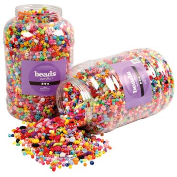 Bucket Of Plastic Beads Assorted Set