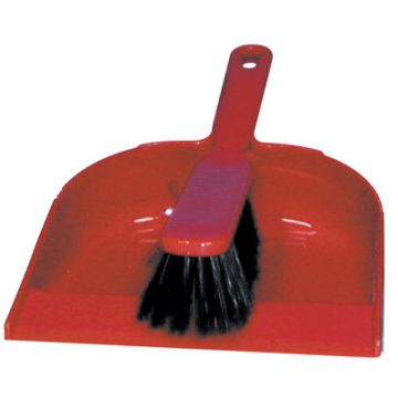Dustpan & Stiff Brush Set Red