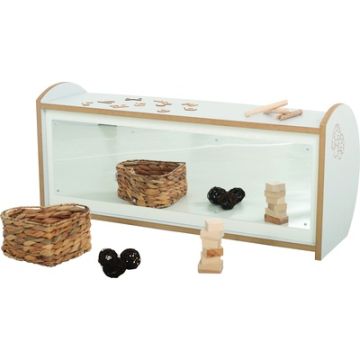 Toddler Mini Shelf Unit with Mirror Grey